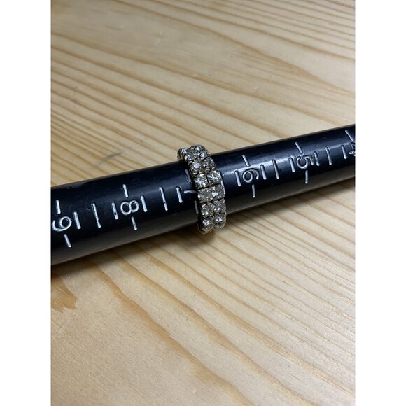 Silver Tone Rhinestone Stretch Ring - Picture 4 of 4